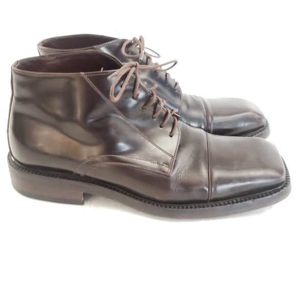 🤎 Avitto Italian Square Toe Lace Boots Sz 42.5 🤎 - Picture 1 of 12